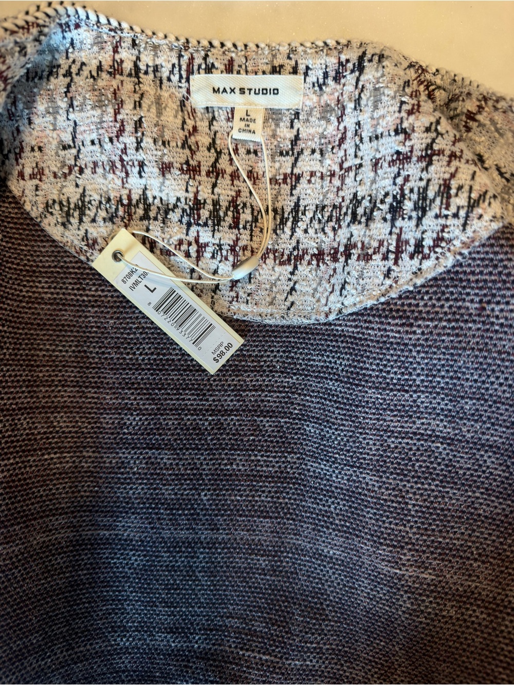 Max Studio Multi Tweed Open Front light Jacket - Picture 3 of 4